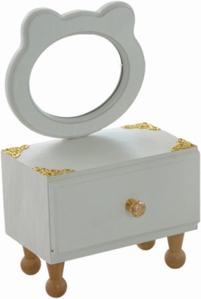 Yajuyi Desktop Makeup Mirror with Drawer Cosmetic Organizer Wooden Storage Box for Living Room, Bear Shaped Mirror