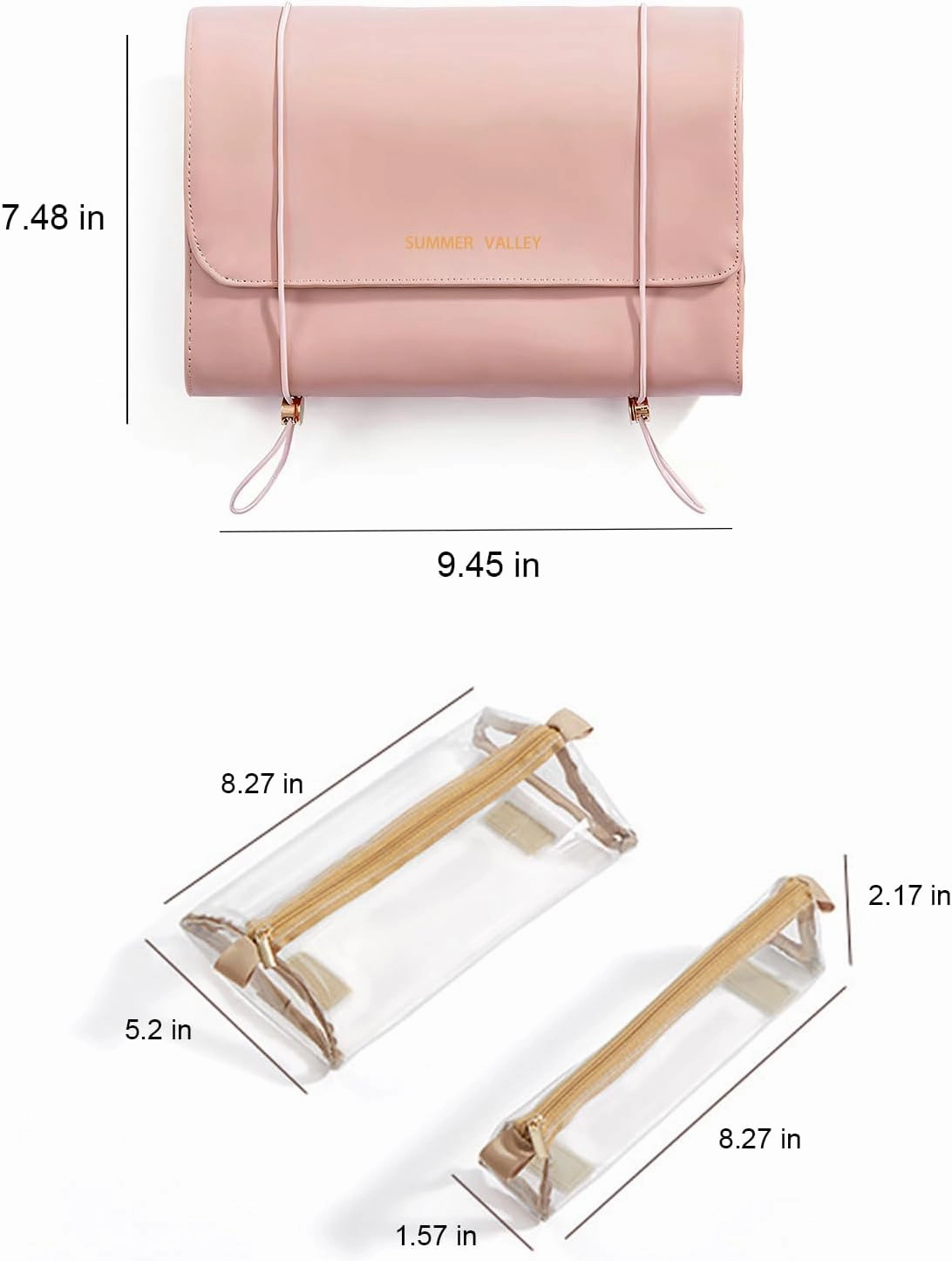 YDR Travel Makeup Bag,Capacity Cosmetic Travel Bag for Women Portable Pouch Makeup Organizer Bag with Divider and Handle Makeup Case Toiletry Bag