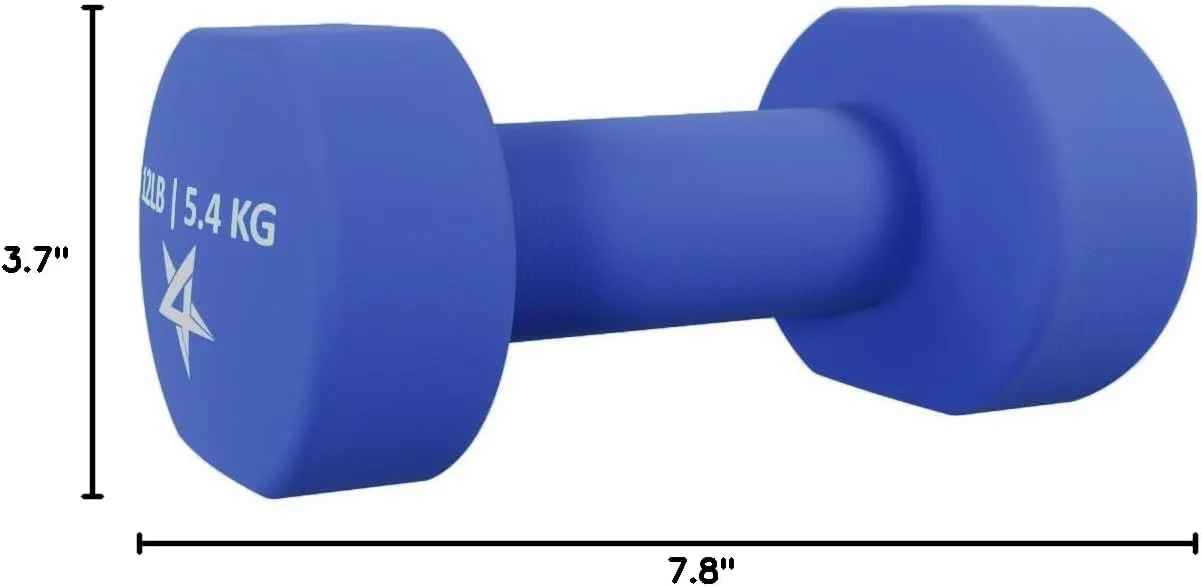 Yes4All Neoprene Coated Dumbbell Hand Weight Sets of 2 - Multiple Weight Options with 15 Colors, Anti-roll, Anti-Slip, Hexagon Shape