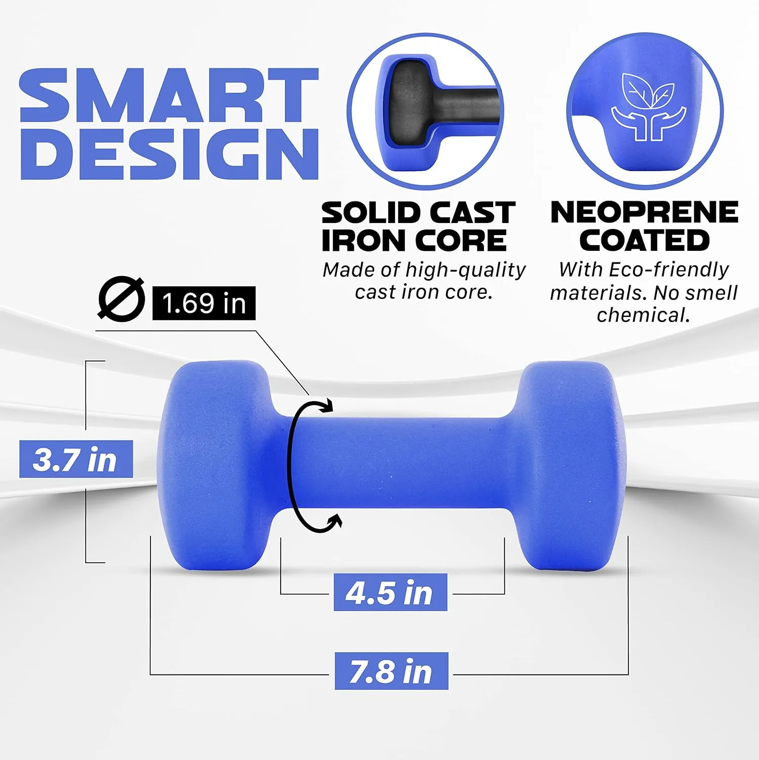 Yes4All Neoprene Coated Dumbbell Hand Weight Sets of 2 - Multiple Weight Options with 15 Colors, Anti-roll, Anti-Slip, Hexagon Shape