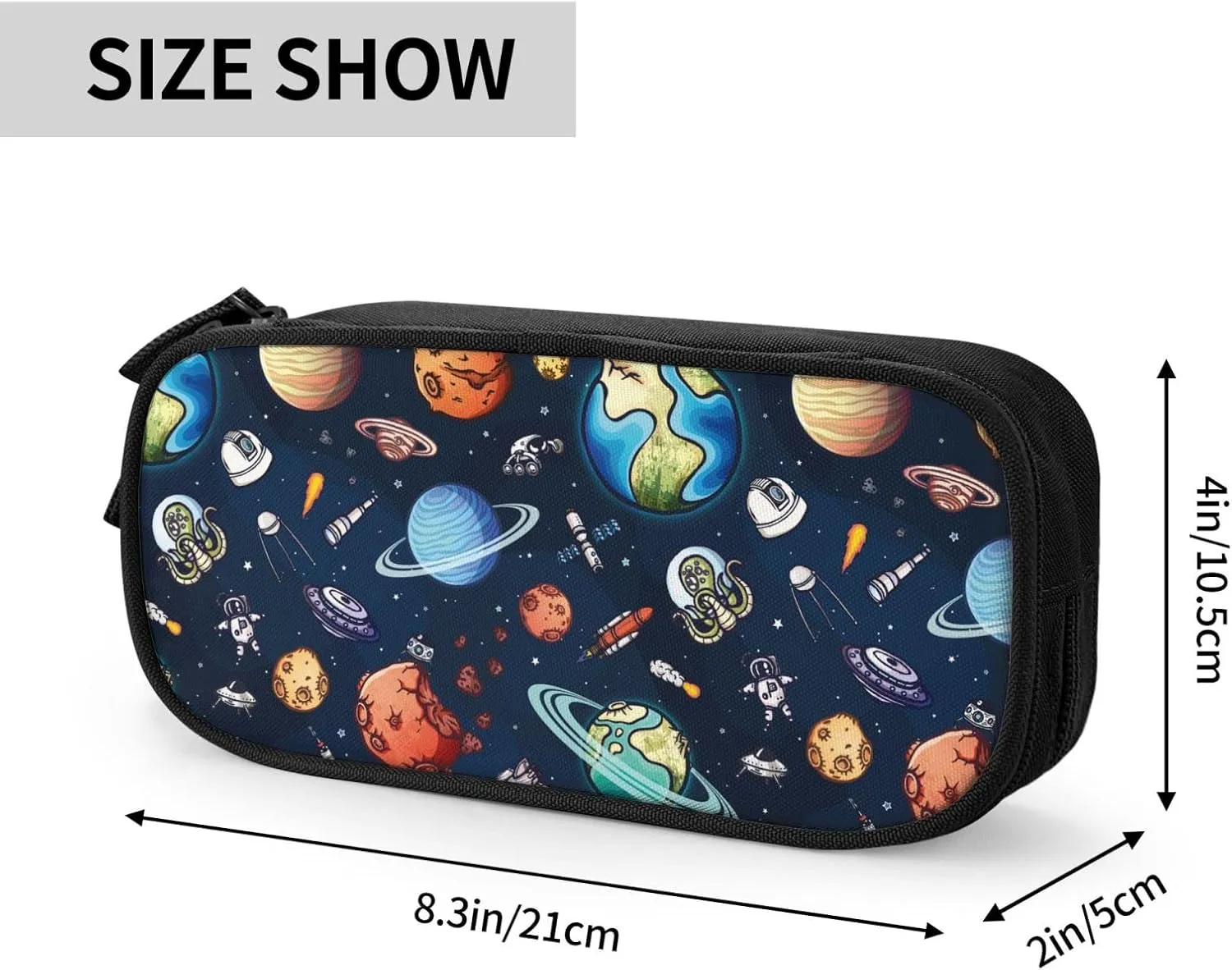 YETTA YANG Galaxy Spacecraft Astronaut Space Navy Blue Pencil Box Case for Pen Holders Office Supplies Big Capacity large