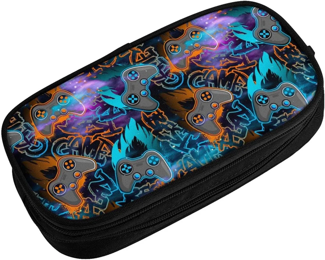 YETTA YANG Video Game Galaxy Space Cool Blue Pencil Box Case for Pen Holders Office Supplies Big Capacity large