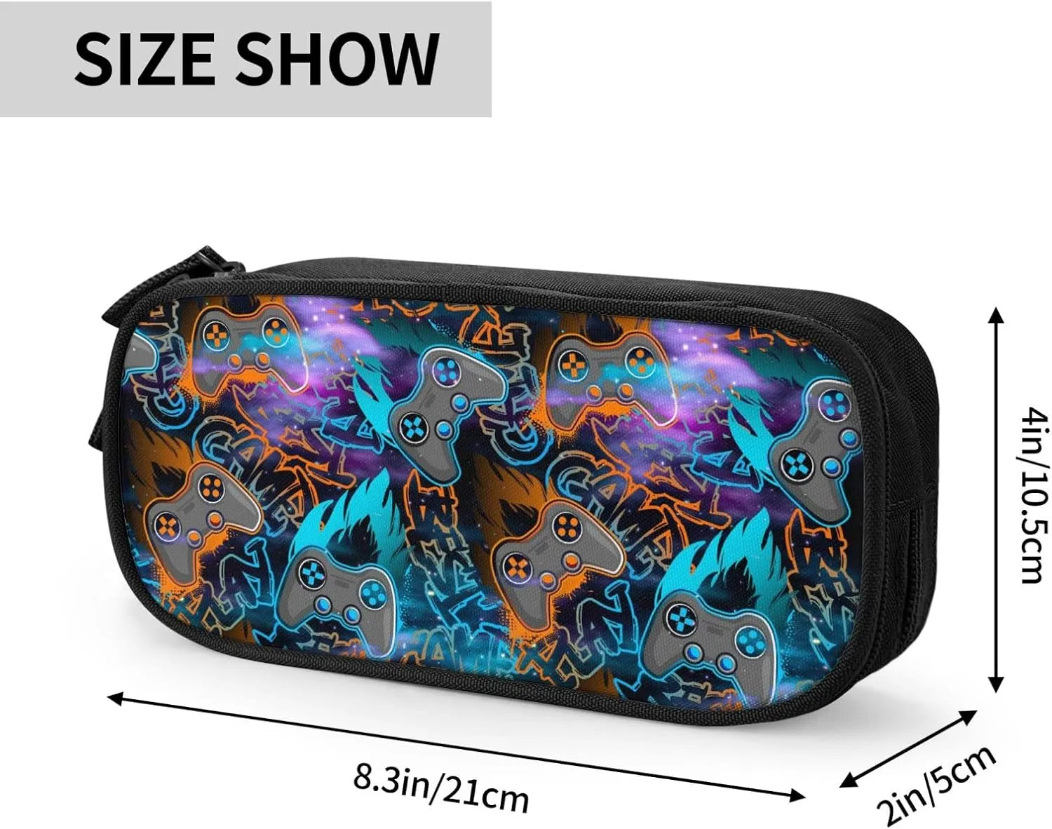 YETTA YANG Video Game Galaxy Space Cool Blue Pencil Box Case for Pen Holders Office Supplies Big Capacity large