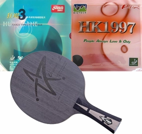 Yinhe Uranus.2 U-2 Tennis Blade with DHS NEO Hurricane 3 and Palio HK1997 pimples in PingPong Rubber with Sponge Shakehand Long Handle FL(FL with case)
