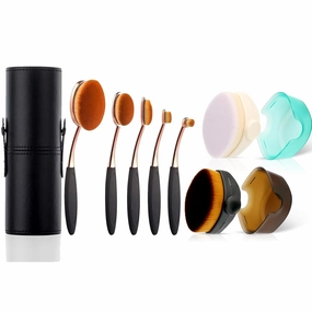 Yoseng Great for Traveling Oval Travel Foundation Makeup Brush and Kid's Sunscreen Brush Set
