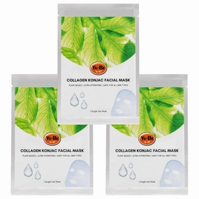 Yu-Be Facial Mask: Skin Firming Collagen | Plant-Based Konjac Sheet Mask Moisturizes, Softens, Nourishes, & Firms Mature Skin | Improves Tone & Texture | Home Spa Masks