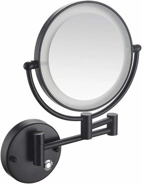 ZADIKO 8-Inch Wall Mounted Makeup Mirror with Magnification, Two-Sided Extendable, 360 Degree Swivel, Extendable Arm, Round (Color : Matte Black, Size : 3X)