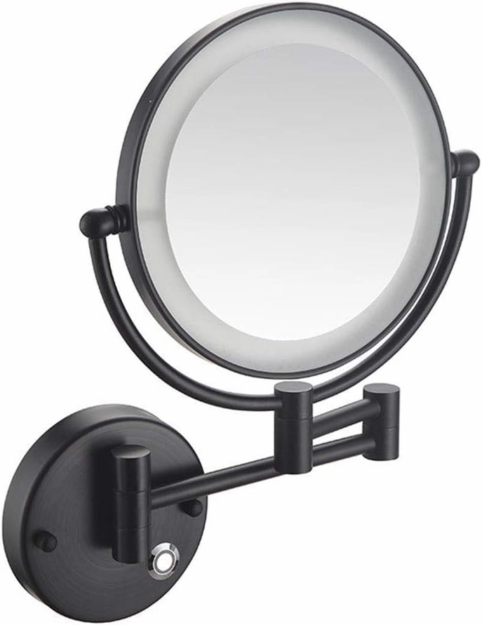 ZADIKO 8-Inch Wall Mounted Makeup Mirror with Magnification, Two-Sided Extendable, 360 Degree Swivel, Extendable Arm, Round (Color : Matte Black, Size : 3X)