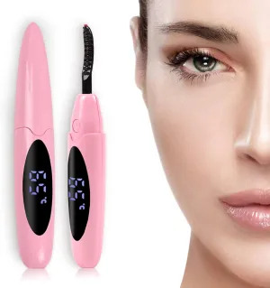ZAPAL Heated Lash Curler, Rechargeable Heated Eyelash Curler, Intelligent Power Off Electric Eyelash Curler Heated Quickly 24 Hs Lasting Natural Makeup for Woman - Pink