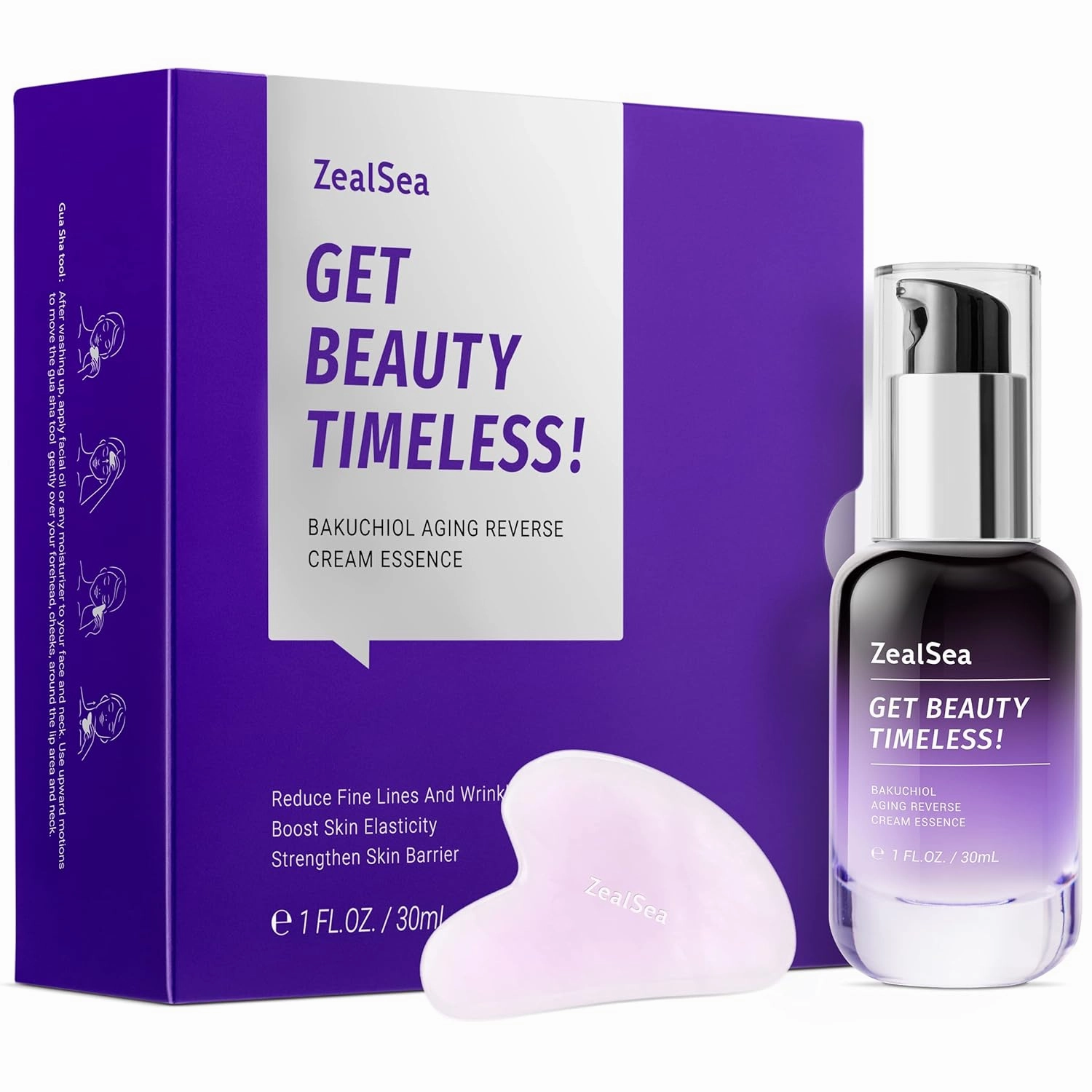 ZealSea 2% Bakuchiol Face Serum Bakuchiol Retinol Alternative for Wrinkles & Fine Lines Anti Aging Essence with Peptide Plant Retinol Cream Skin Care Renewing for Sensitive Skin, 1 Fl Oz