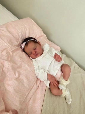 Zero Pam 19 Inch Realistic Reborn Girl Dolls Eyes Closed Lifelike Newborn Baby Doll with Hair Soft Silicone Baby That Look Real Lifelike Handmade Doll Toys Visible Veins Poseable
