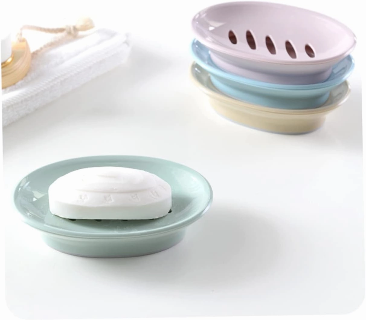 Zerodeko Round Soap Travel Case Round Soap Dish Heart Shaped Soap Dish Soap Dish Drainer Holder Soap Box Soap Dish Pink European Style Soap Dish