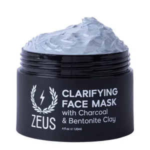 ZEUS Clarifying Face Mask for Men with Charcoal & Bentonite Clay, Detoxifying Facial Mask For All Skin Types, Clears Pores & Reduces Blackheads (Made in USA) 4 oz.