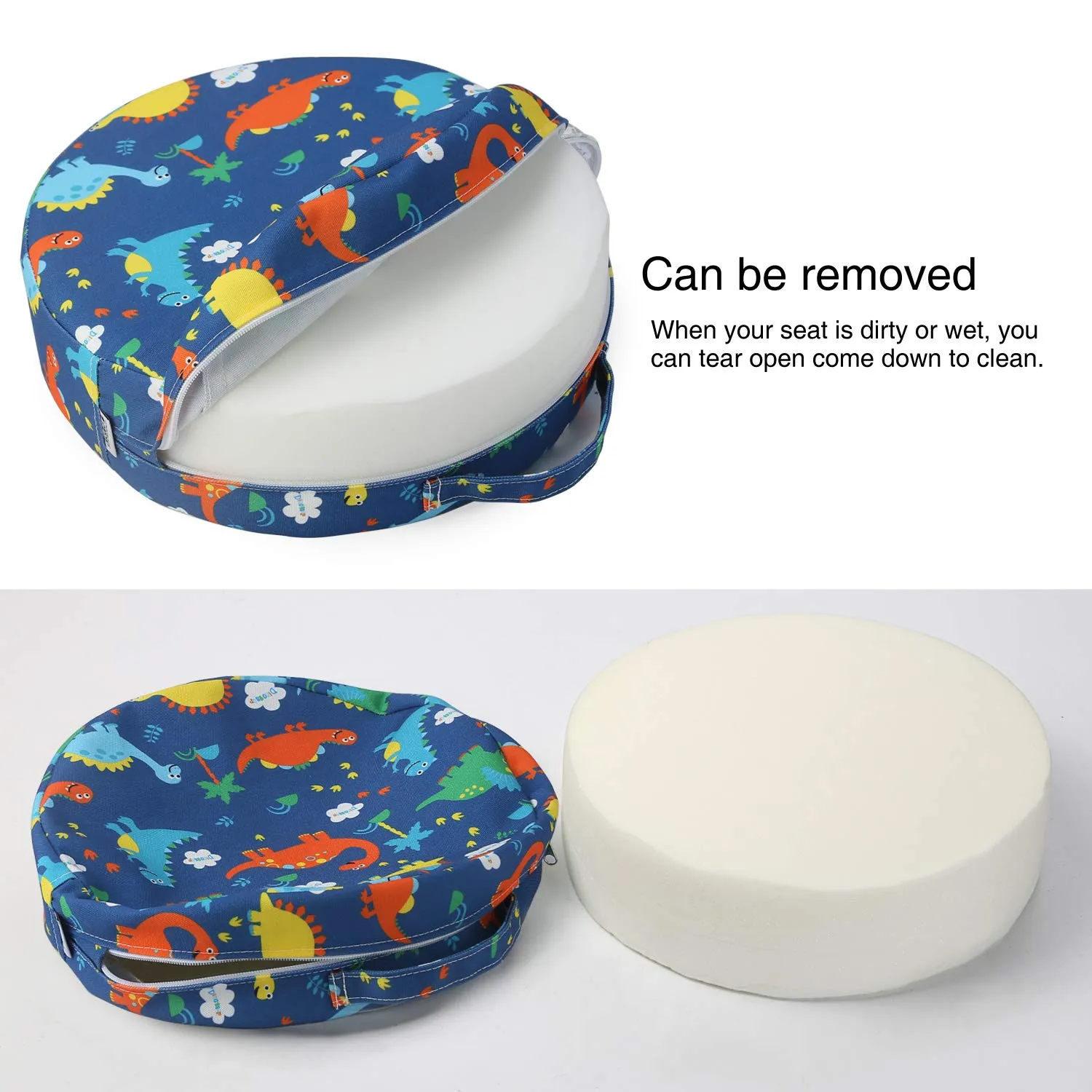 Zicac Portable Seat Cushion Washable with Non-Slip Bottom, Detachable Strong Support Cushion for Toddler Kids Baby Infant