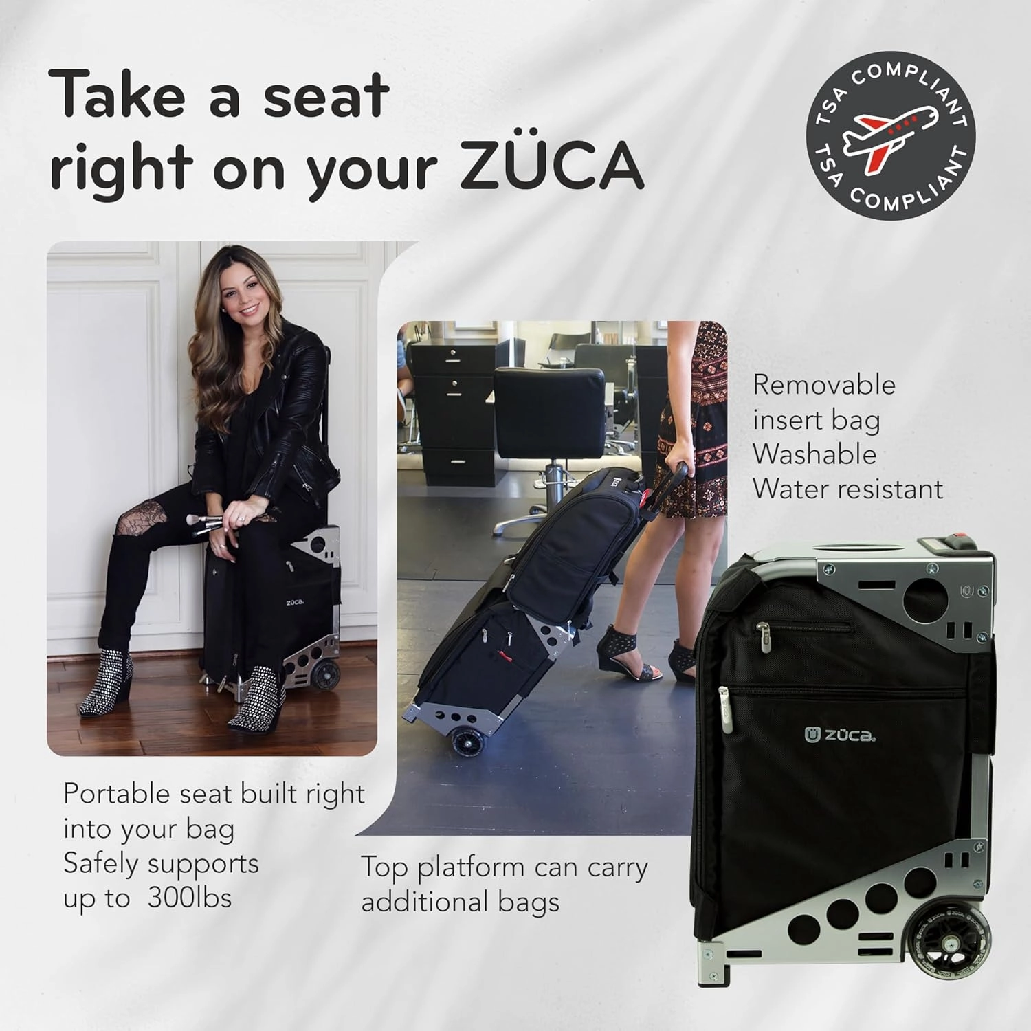 ZUCA Travel Cases for Artists and Professionals - Makeup Case with 5 Vinyl Utility Pouches, Travel Cover, 41" Telescoping Handle, Rolling Wheels & Sturdy Aluminum Frame for Makeup Artists and Creative