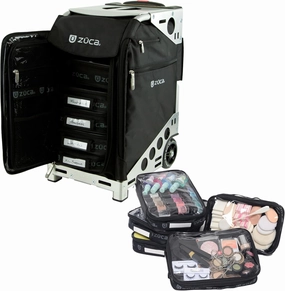 ZUCA Travel Cases for Artists and Professionals - Makeup Case with 5 Vinyl Utility Pouches, Travel Cover, 41" Telescoping Handle, Rolling Wheels & Sturdy Aluminum Frame for Makeup Artists and Creative