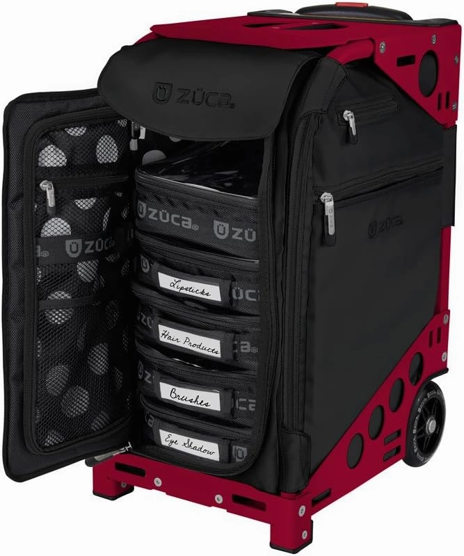 ZUCA Travel Cases for Artists and Professionals - Makeup Case with 5 Vinyl Utility Pouches, Travel Cover, 41" Telescoping Handle, Rolling Wheels & Sturdy Aluminum Frame for Makeup Artists and Creative